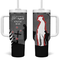 New Zealand ANZAC Day Tumbler With Handle 25th April Silver Fern With Poppy LT14 One Size: 40 oz Gray - Polynesian Pride
