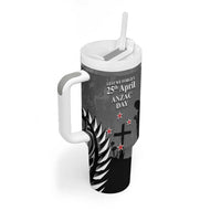 New Zealand ANZAC Day Tumbler With Handle 25th April Silver Fern With Poppy LT14 - Polynesian Pride