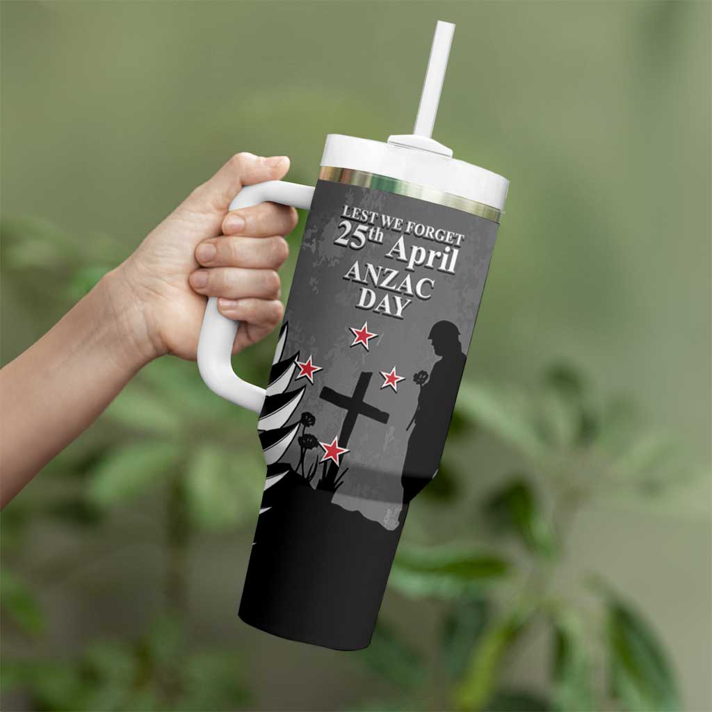 New Zealand ANZAC Day Tumbler With Handle 25th April Silver Fern With Poppy LT14 - Polynesian Pride