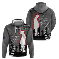 New Zealand ANZAC Day Zip Hoodie 25th April Silver Fern With Poppy LT14 - Polynesian Pride