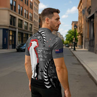 New Zealand ANZAC Day Zipper Polo Shirt 25th April Silver Fern With Poppy LT14 - Polynesian Pride