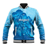Aloha Hawaii Molokai Island Baseball Jacket Hibiscus Tribal Honu Hawaiian Tattoo