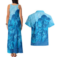 Aloha Hawaii Molokai Island Couples Matching Tank Maxi Dress and Hawaiian Shirt Hibiscus Tribal Honu Hawaiian Tattoo LT14 - Polynesian Pride