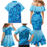 Aloha Hawaii Molokai Island Family Matching Mermaid Dress and Hawaiian Shirt Hibiscus Tribal Honu Hawaiian Tattoo LT14 - Polynesian Pride