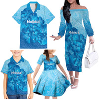 Aloha Hawaii Molokai Island Family Matching Off The Shoulder Long Sleeve Dress and Hawaiian Shirt Hibiscus Tribal Honu Hawaiian Tattoo LT14 - Polynesian Pride
