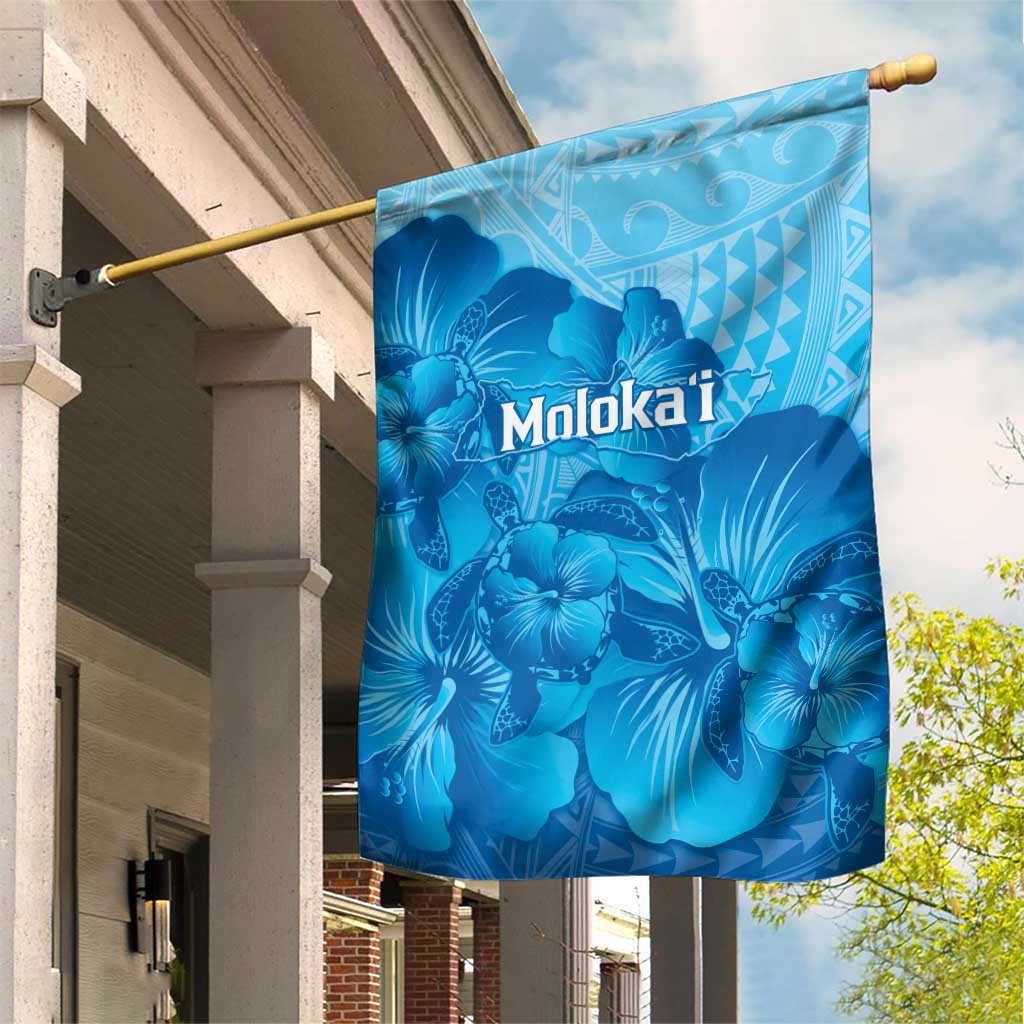 Aloha Hawaii Molokai Island Garden Flag Hibiscus Tribal Honu Hawaiian Tattoo LT14 House Flag Blue - Polynesian Pride