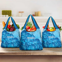 Aloha Hawaii Molokai Island Grocery Bag Hibiscus Tribal Honu Hawaiian Tattoo LT14 3-pack One Size Blue - Polynesian Pride