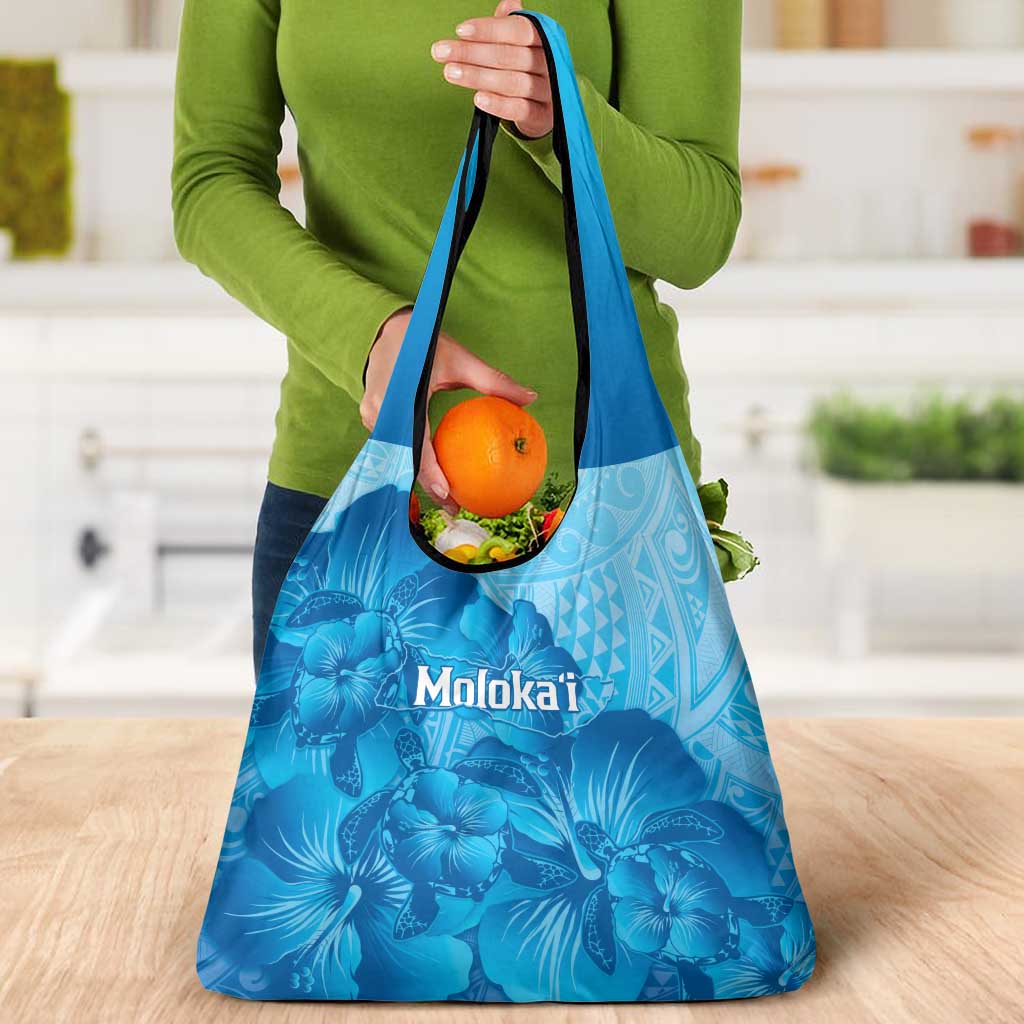Aloha Hawaii Molokai Island Grocery Bag Hibiscus Tribal Honu Hawaiian Tattoo LT14 - Polynesian Pride