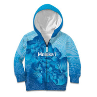 Aloha Hawaii Molokai Island Kid Hoodie Hibiscus Tribal Honu Hawaiian Tattoo LT14 Zip Hoodie Blue - Polynesian Pride