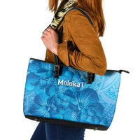 Aloha Hawaii Molokai Island Leather Tote Bag Hibiscus Tribal Honu Hawaiian Tattoo LT14 Blue - Polynesian Pride