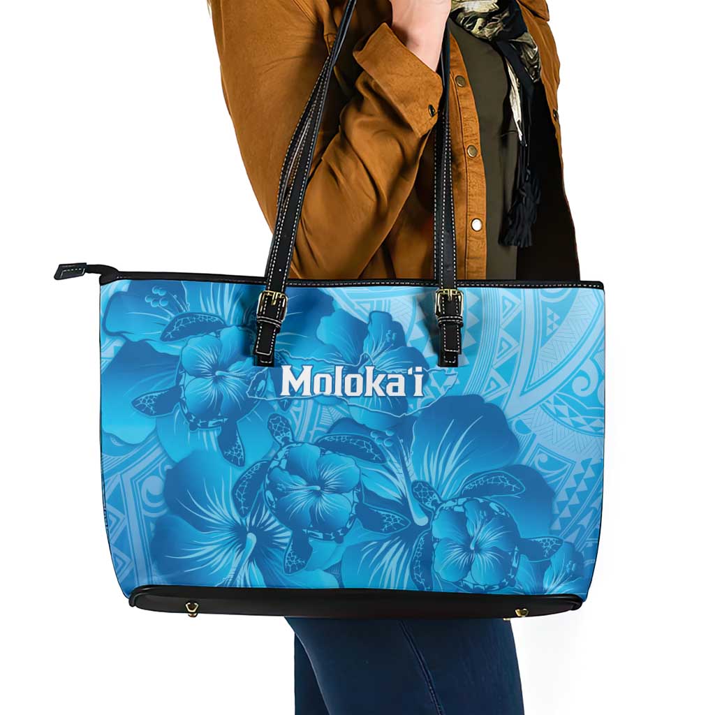 Aloha Hawaii Molokai Island Leather Tote Bag Hibiscus Tribal Honu Hawaiian Tattoo LT14 - Polynesian Pride