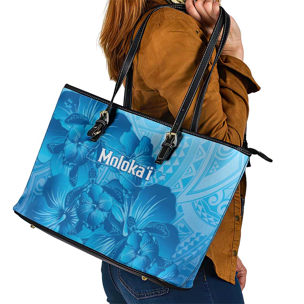 Aloha Hawaii Molokai Island Leather Tote Bag Hibiscus Tribal Honu Hawaiian Tattoo LT14 - Polynesian Pride