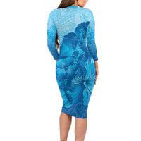 Aloha Hawaii Molokai Island Long Sleeve Bodycon Dress Hibiscus Tribal Honu Hawaiian Tattoo LT14 - Polynesian Pride