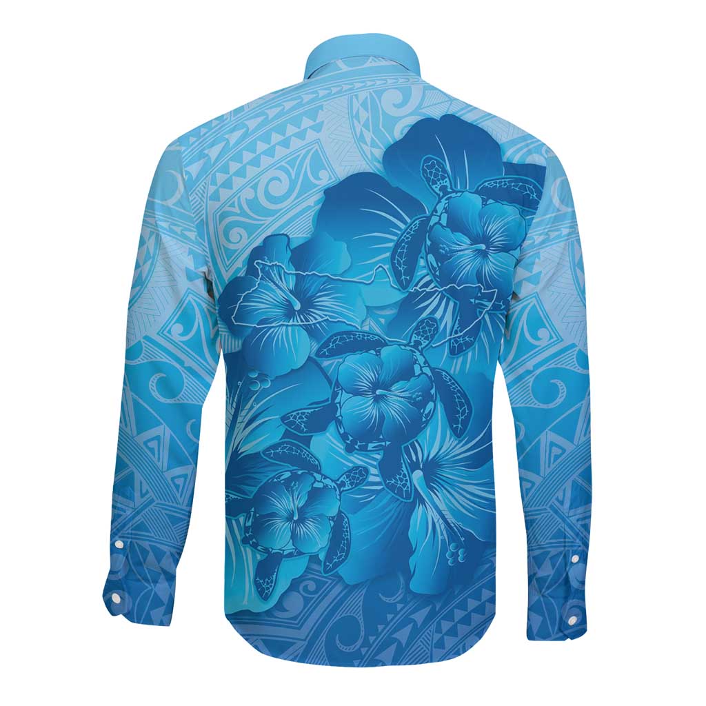 Aloha Hawaii Molokai Island Long Sleeve Button Shirt Hibiscus Tribal Honu Hawaiian Tattoo LT14 - Polynesian Pride