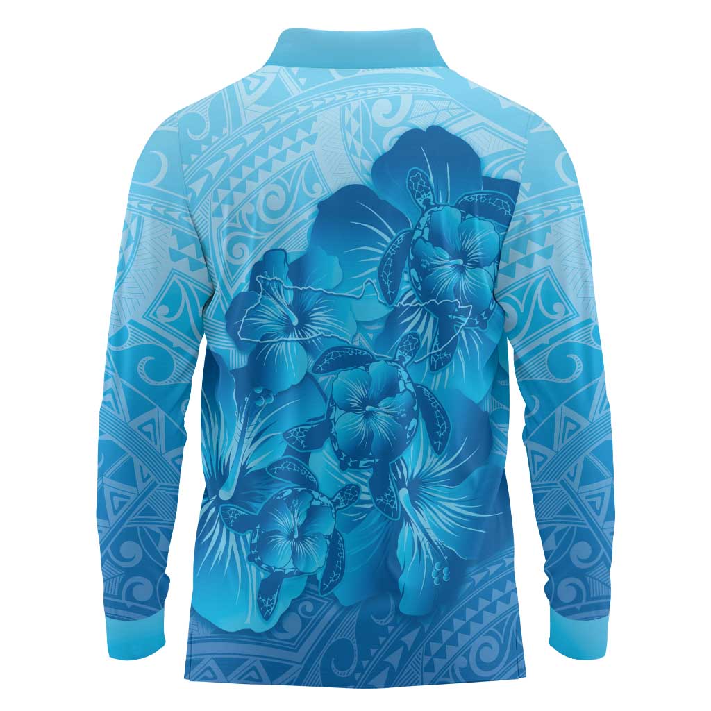 Aloha Hawaii Molokai Island Long Sleeve Polo Shirt Hibiscus Tribal Honu Hawaiian Tattoo LT14 - Polynesian Pride