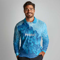 Aloha Hawaii Molokai Island Long Sleeve Polo Shirt Hibiscus Tribal Honu Hawaiian Tattoo LT14 - Polynesian Pride