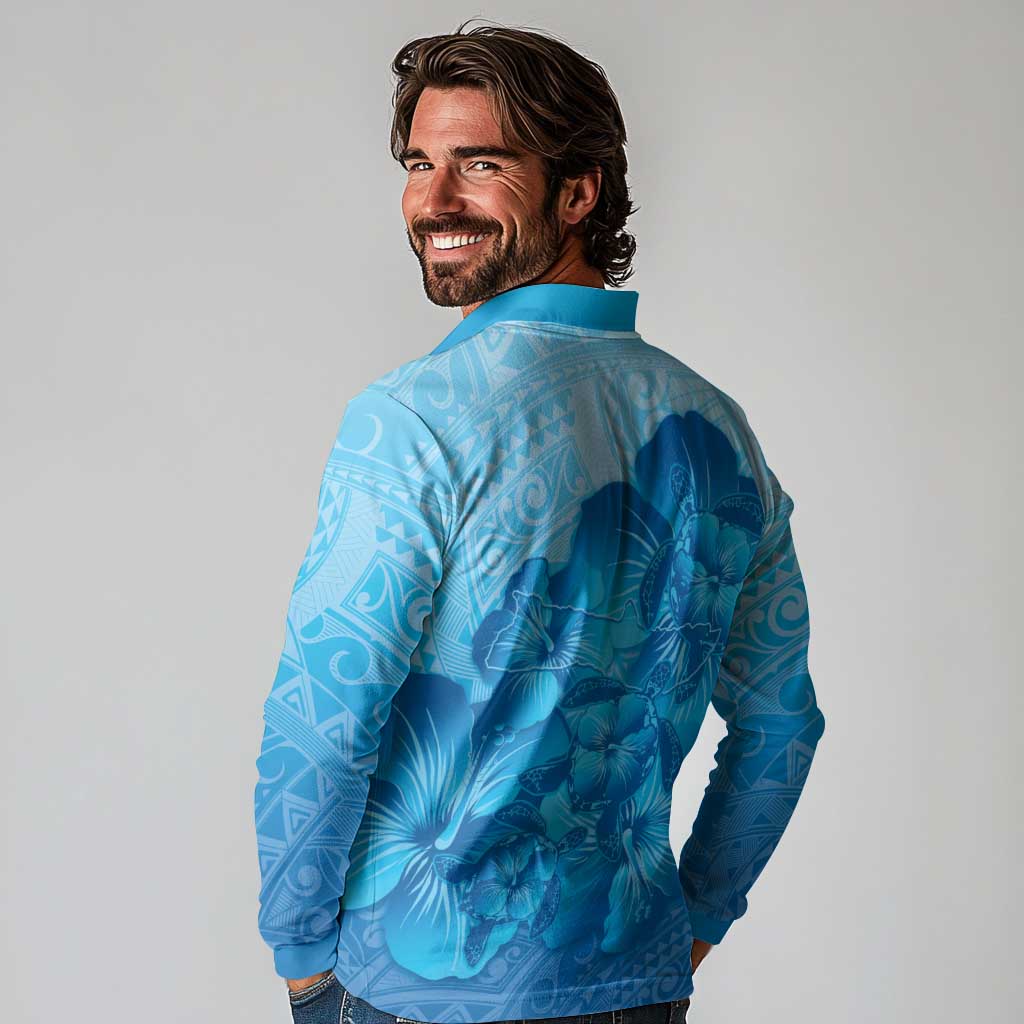 Aloha Hawaii Molokai Island Long Sleeve Polo Shirt Hibiscus Tribal Honu Hawaiian Tattoo LT14 - Polynesian Pride