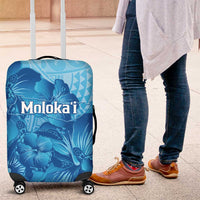 Aloha Hawaii Molokai Island Luggage Cover Hibiscus Tribal Honu Hawaiian Tattoo LT14 Blue - Polynesian Pride