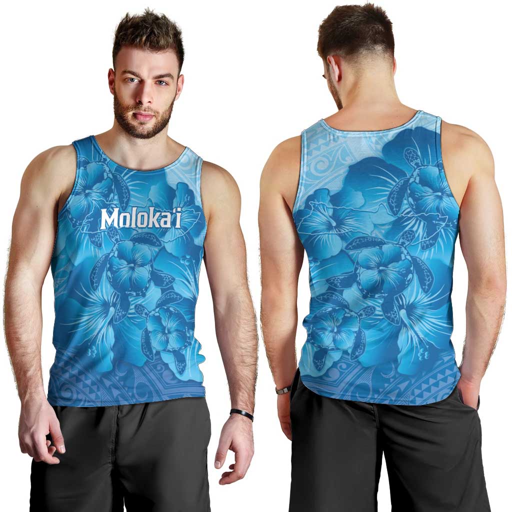Aloha Hawaii Molokai Island Men Tank Top Hibiscus Tribal Honu Hawaiian Tattoo LT14 - Polynesian Pride