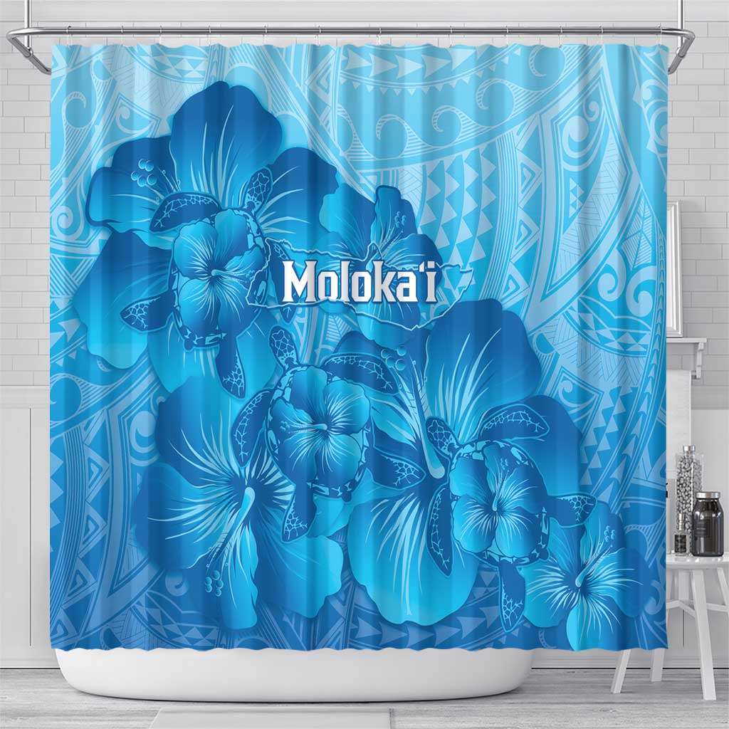 Aloha Hawaii Molokai Island Shower Curtain Hibiscus Tribal Honu Hawaiian Tattoo LT14 - Polynesian Pride