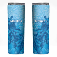 Aloha Hawaii Molokai Island Skinny Tumbler Hibiscus Tribal Honu Hawaiian Tattoo LT14 Blue - Polynesian Pride
