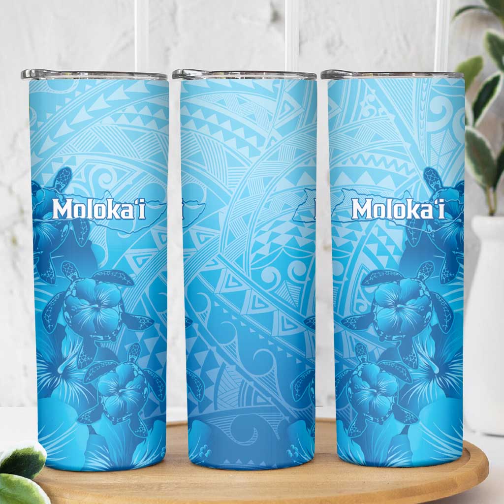 Aloha Hawaii Molokai Island Skinny Tumbler Hibiscus Tribal Honu Hawaiian Tattoo LT14 - Polynesian Pride