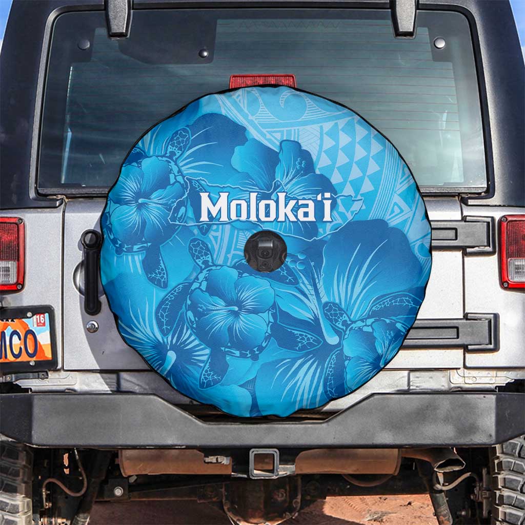 Aloha Hawaii Molokai Island Spare Tire Cover Hibiscus Tribal Honu Hawaiian Tattoo LT14 Blue - Polynesian Pride