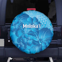 Aloha Hawaii Molokai Island Spare Tire Cover Hibiscus Tribal Honu Hawaiian Tattoo LT14 No hole Blue - Polynesian Pride