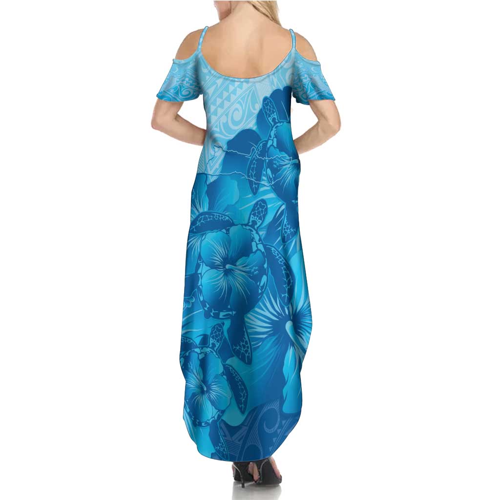 Aloha Hawaii Molokai Island Summer Maxi Dress Hibiscus Tribal Honu Hawaiian Tattoo LT14 - Polynesian Pride
