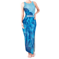 Aloha Hawaii Molokai Island Tank Maxi Dress Hibiscus Tribal Honu Hawaiian Tattoo LT14 Women Blue - Polynesian Pride