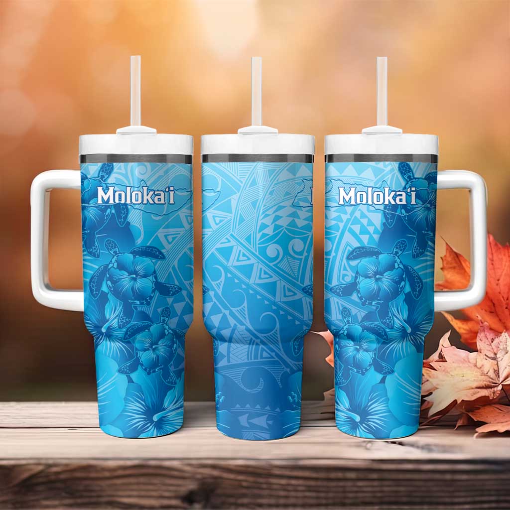 Aloha Hawaii Molokai Island Tumbler With Handle Hibiscus Tribal Honu Hawaiian Tattoo LT14 - Polynesian Pride