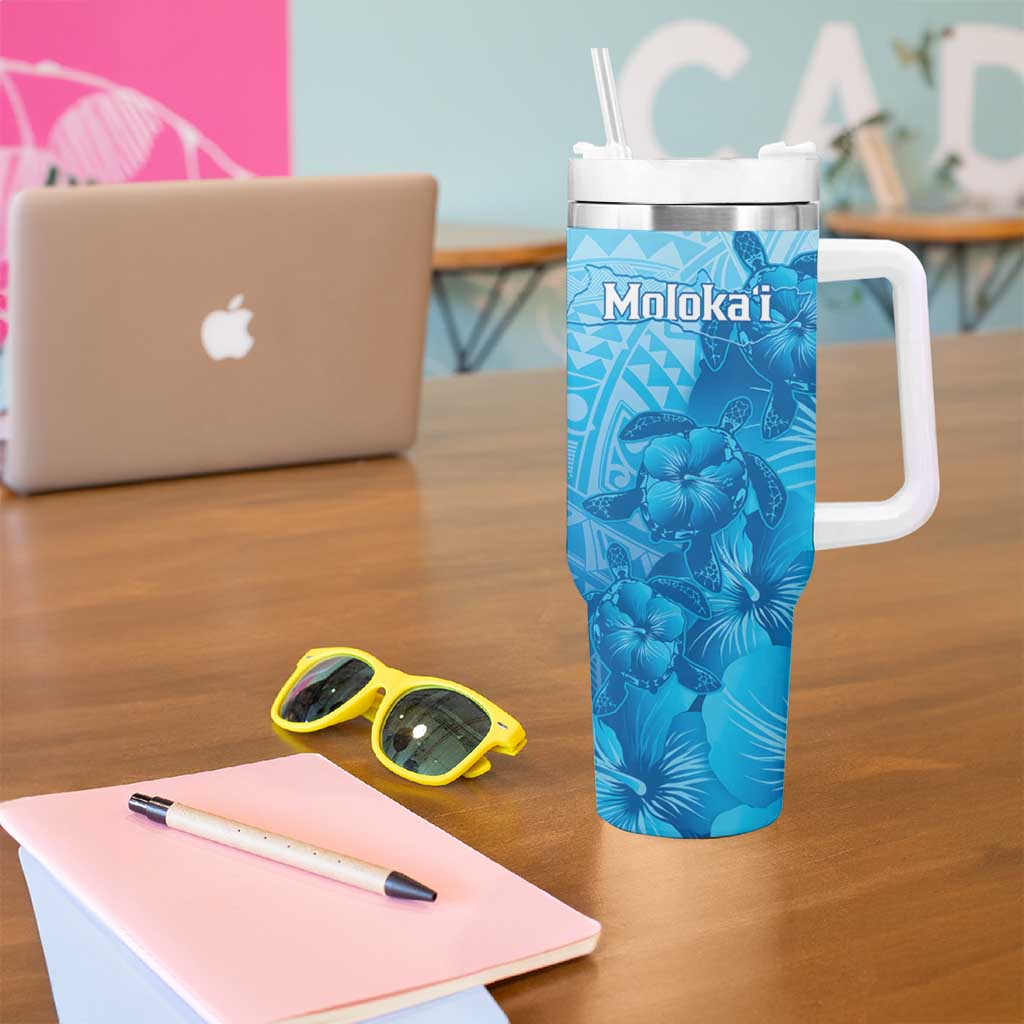 Aloha Hawaii Molokai Island Tumbler With Handle Hibiscus Tribal Honu Hawaiian Tattoo LT14 - Polynesian Pride