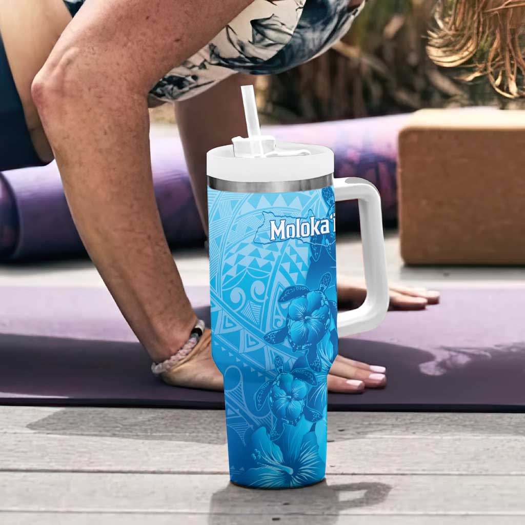 Aloha Hawaii Molokai Island Tumbler With Handle Hibiscus Tribal Honu Hawaiian Tattoo LT14 - Polynesian Pride