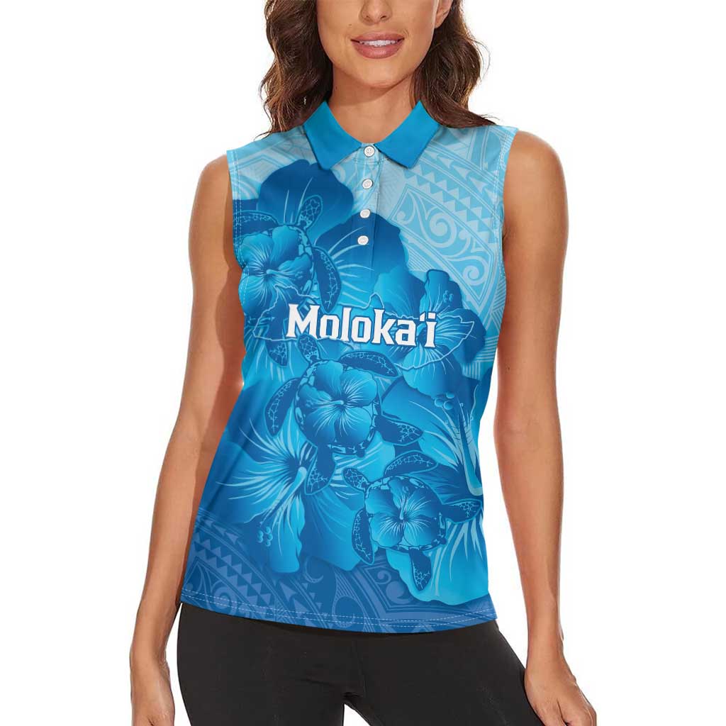 Aloha Hawaii Molokai Island Women Sleeveless Polo Shirt Hibiscus Tribal Honu Hawaiian Tattoo LT14 - Polynesian Pride