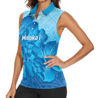 Aloha Hawaii Molokai Island Women Sleeveless Polo Shirt Hibiscus Tribal Honu Hawaiian Tattoo LT14 - Polynesian Pride