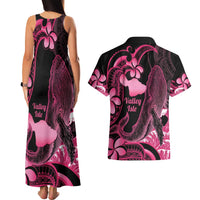 Aloha Hawaii Maui Couples Matching Tank Maxi Dress and Hawaiian Shirt Valley Isle Humpback Whale Black
