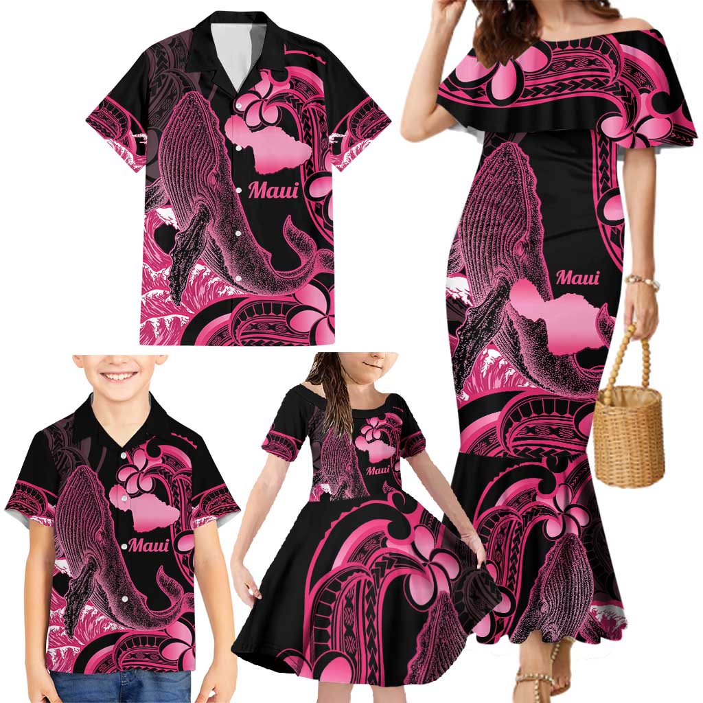 Aloha Hawaii Maui Family Matching Mermaid Dress and Hawaiian Shirt Valley Isle Humpback Whale Black LT14 - Polynesian Pride