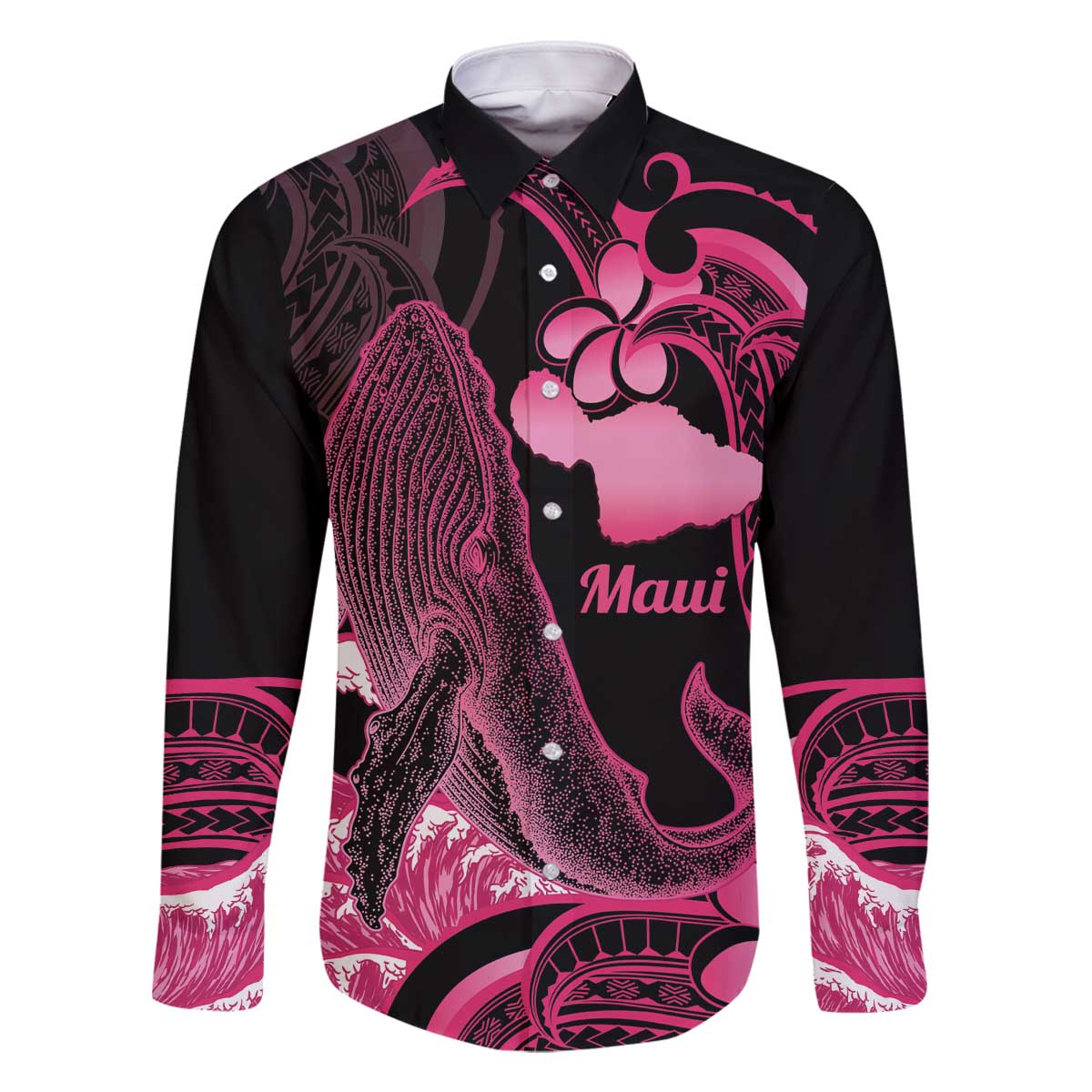 Aloha Hawaii Maui Family Matching Off The Shoulder Long Sleeve Dress and Hawaiian Shirt Valley Isle Humpback Whale Black