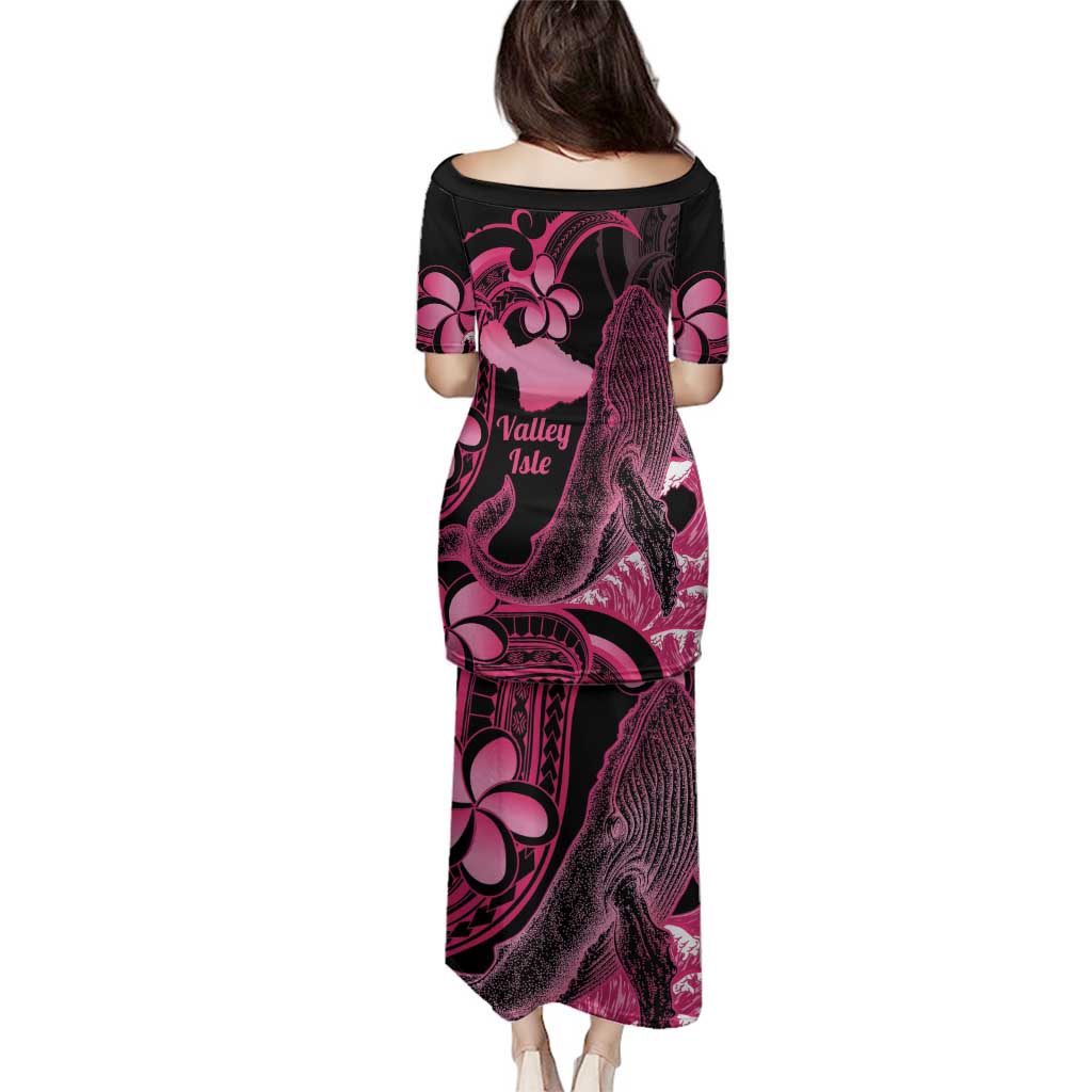 Aloha Hawaii Maui Family Matching Puletasi and Hawaiian Shirt Valley Isle Humpback Whale Black LT14 - Polynesian Pride
