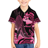 Aloha Hawaii Maui Family Matching Puletasi and Hawaiian Shirt Valley Isle Humpback Whale Black LT14 Son's Shirt Black - Polynesian Pride