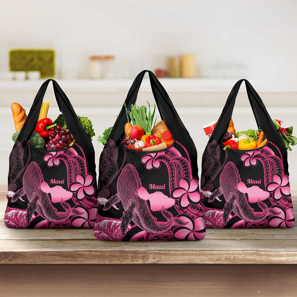 Aloha Hawaii Maui Grocery Bag Valley Isle Humpback Whale Black