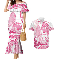Aloha Hawaii Maui Couples Matching Mermaid Dress and Hawaiian Shirt Valley Isle Humpback Whale White