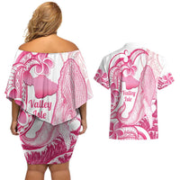 Aloha Hawaii Maui Couples Matching Off Shoulder Short Dress and Hawaiian Shirt Valley Isle Humpback Whale White