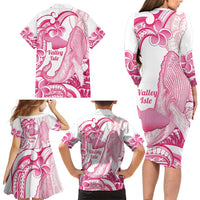 Aloha Hawaii Maui Family Matching Long Sleeve Bodycon Dress and Hawaiian Shirt Valley Isle Humpback Whale White