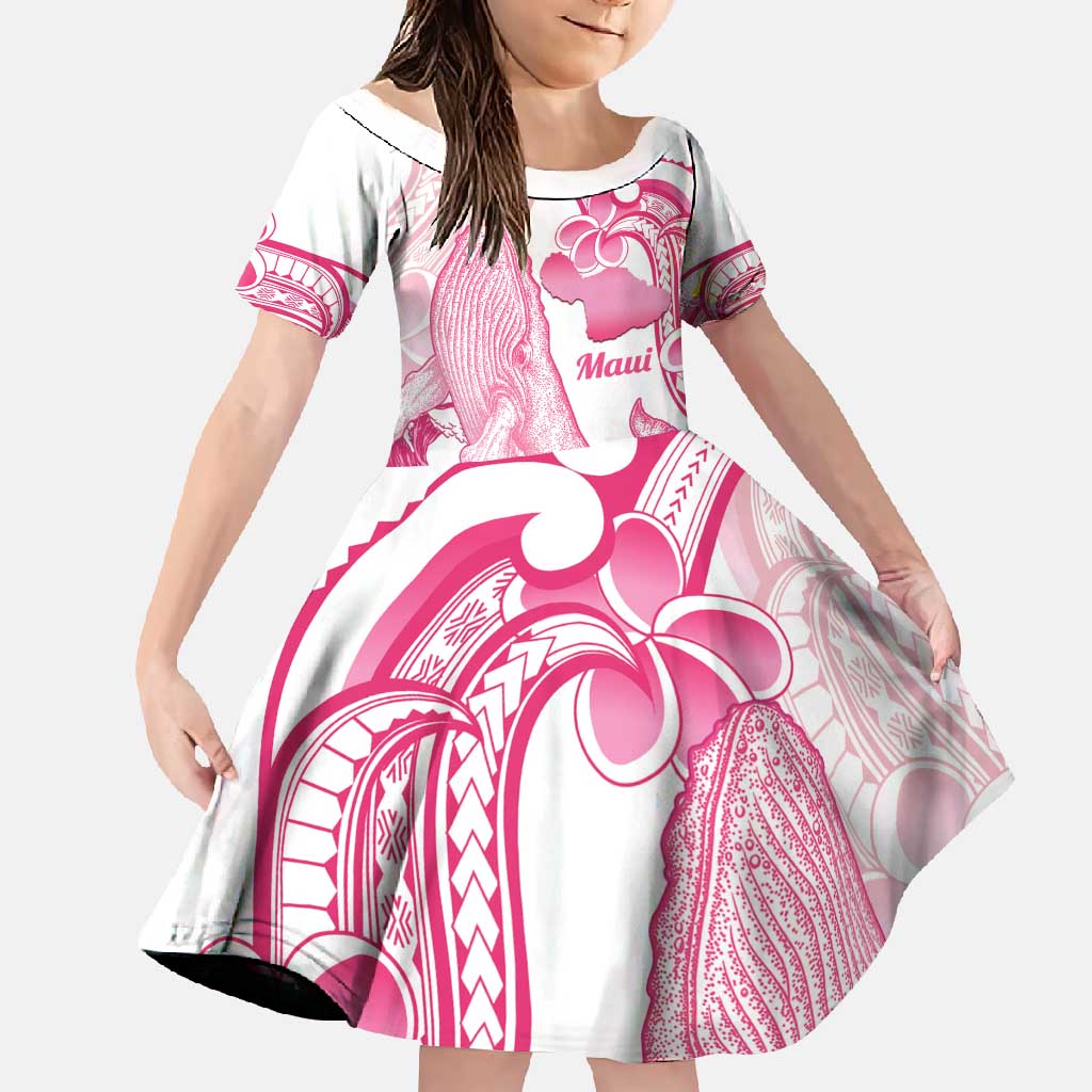 Aloha Hawaii Maui Family Matching Mermaid Dress and Hawaiian Shirt Valley Isle Humpback Whale White LT14 Daughter's Dress White - Polynesian Pride