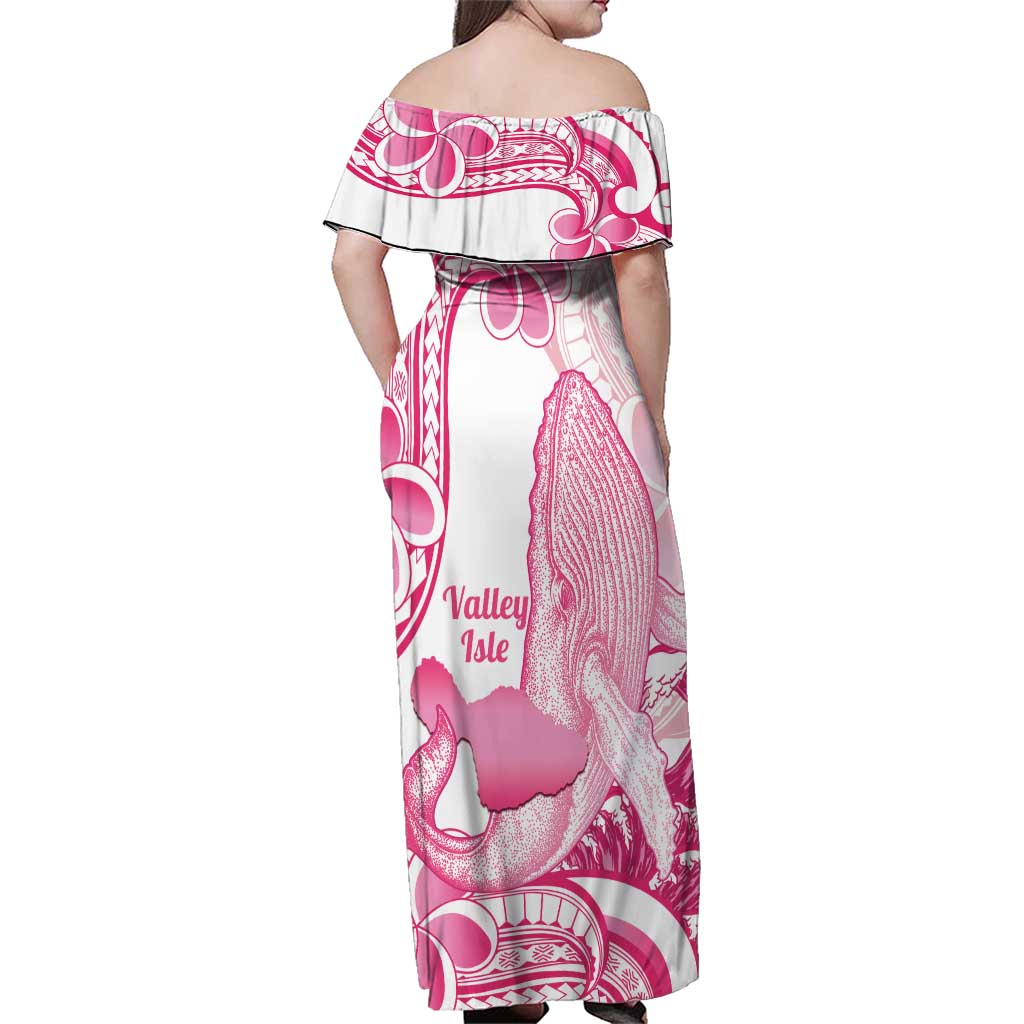 Aloha Hawaii Maui Family Matching Off Shoulder Maxi Dress and Hawaiian Shirt Valley Isle Humpback Whale White LT14 - Polynesian Pride