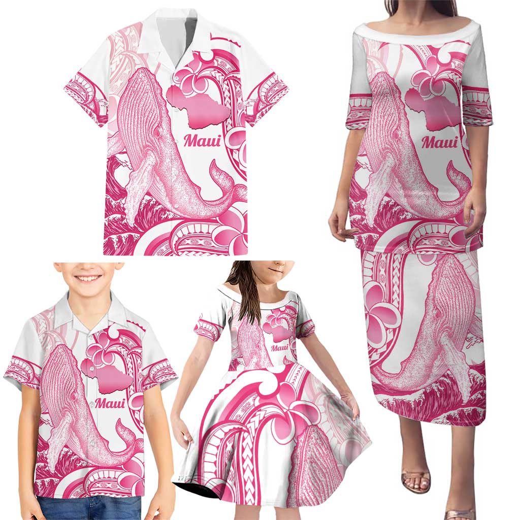 Aloha Hawaii Maui Family Matching Puletasi and Hawaiian Shirt Valley Isle Humpback Whale White LT14 - Polynesian Pride