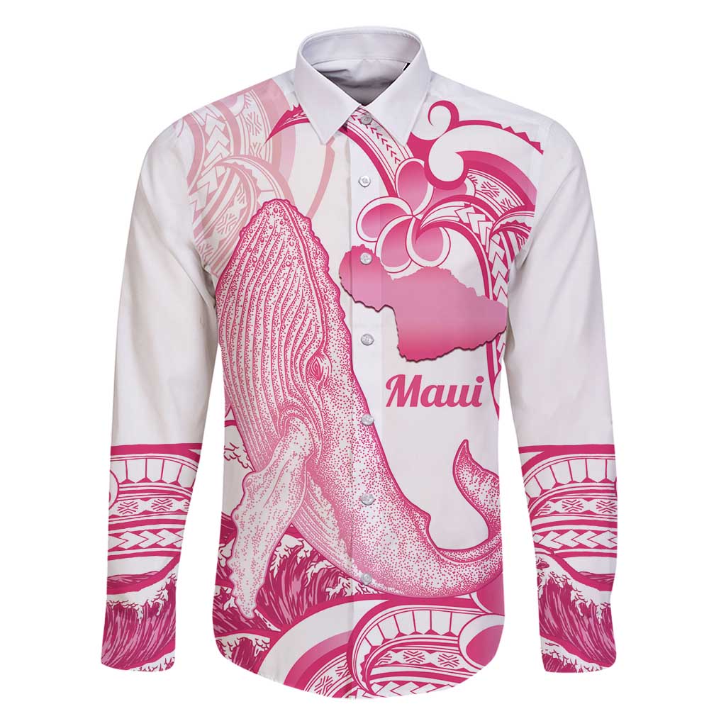 Aloha Hawaii Maui Family Matching Puletasi and Hawaiian Shirt Valley Isle Humpback Whale White LT14 Dad's Shirt - Long Sleeve White - Polynesian Pride