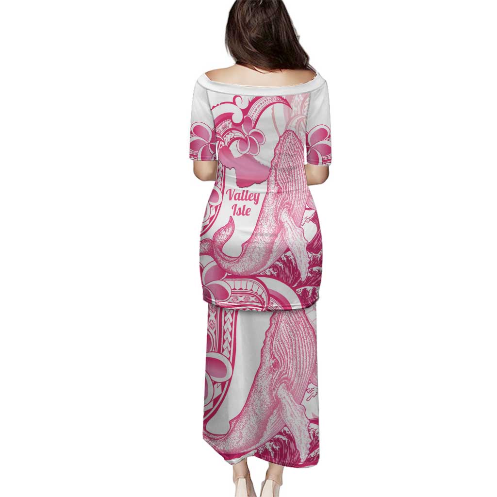 Aloha Hawaii Maui Family Matching Puletasi and Hawaiian Shirt Valley Isle Humpback Whale White LT14 - Polynesian Pride