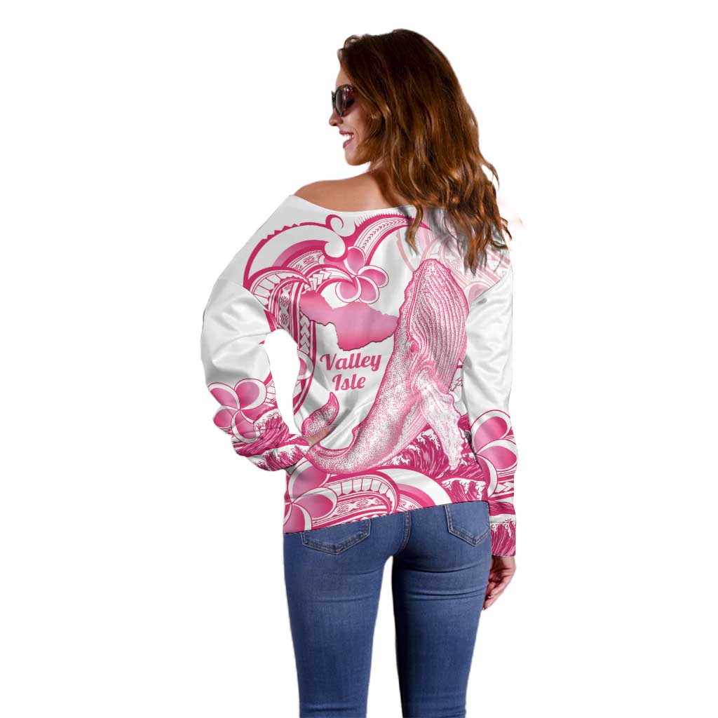 Aloha Hawaii Maui Off Shoulder Sweater Valley Isle Humpback Whale White